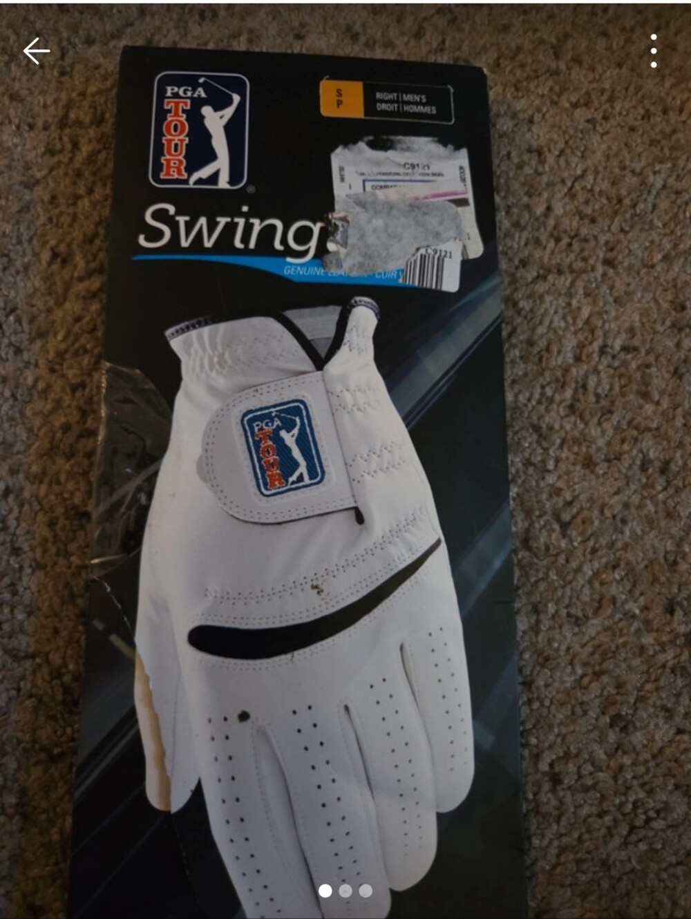 PGA Tour White and Black Cabretta Leather Golf Glove